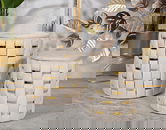 Set 2 taburete cu spatiu depozitare Shanty, Mauro Ferretti, 37x42 cm, 28x35 cm, fier/MDf/poliester, crem/auriu