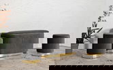 Set bancheta si 2 taburete Shopy, Mauro Ferretti, 80x37x42 cm, 29x35 cm, fier/MDf/poliester, gri/auriu