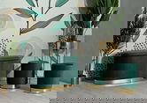 Set bancheta si 2 taburete Shopy, Mauro Ferretti, 80x37x42 cm, 29x35 cm, fier/MDf/poliester, verde/auriu