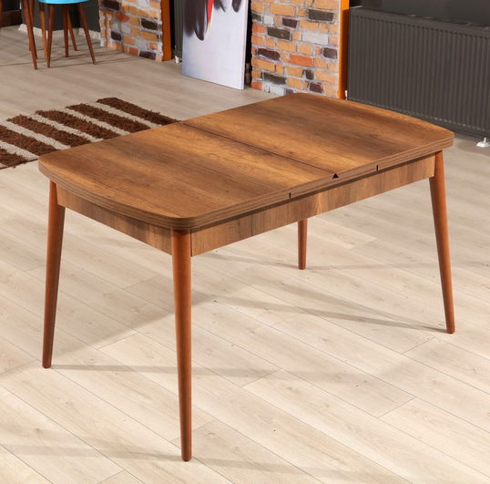 Masa de sufragerie extensibila, Beckley, Barok, 132x80x78.5 cm, PAL, Maro