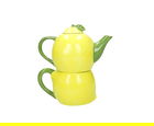 Ceainic cu ceasca 2in1, Brandani, Lemon, 17x11x16 cm, dolomit, galben