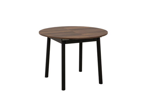Masa de sufragerie extensibila, Vella, Oliver, 100x75x100 cm, PAL, Nuc / Negru