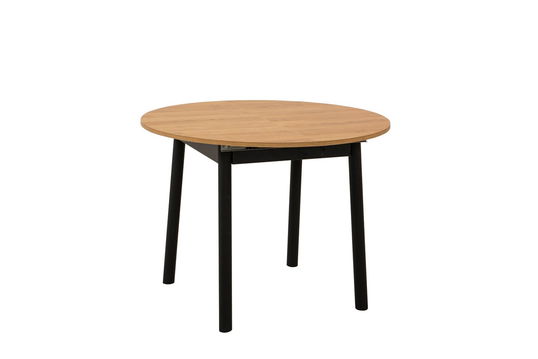 Masa de sufragerie extensibila, Vella, Oliver, 100x75x100 cm, PAL, Stejar / Negru