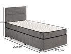 Saltea single, Base & Headboard, Niron, Argintiu, 120x38x200 cm, Cadru: OȚEL, Gri