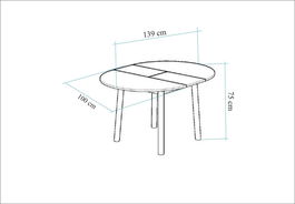 Masa de sufragerie extensibila, Vella, Oliver, 100x75x100 cm, PAL, Stejar / Alb
