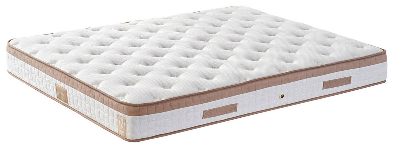 Saltea dubla, Base & Headboard, Niron, Latte, 150x38x200 cm, Cadru: OȚEL, Maro deschis