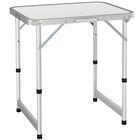 Outsunny Masă de Camping Pliabilă, Masă Universală, Masă de Transport pentru Grădină, Masă Pliabilă Reglabilă, Aluminiu + MDF Alb 60 x 45 x 47,5/64 cm | Aosom Romania
