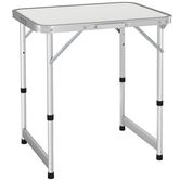Outsunny Masă de Camping Pliabilă, Masă Universală, Masă de Transport pentru Grădină, Masă Pliabilă Reglabilă, Aluminiu + MDF Alb 60 x 45 x 47,5/64 cm | Aosom Romania