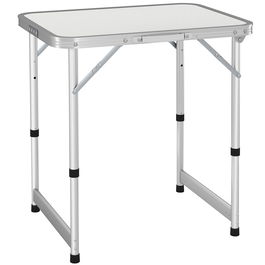 Outsunny Masă de Camping Pliabilă, Masă Universală, Masă de Transport pentru Grădină, Masă Pliabilă Reglabilă, Aluminiu + MDF Alb 60 x 45 x 47,5/64 cm | Aosom Romania