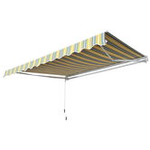Outsunny Parasolar Copertină cu Brațe Articulate Protecție Solară Manivelă Balcon Aluminiu Galben Gri 2,95 x 2,45 m | Aosom Romania