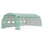 Outsunny Seră de grădină seră tunel 18 m² cu ușă, pereți laterali cu fermoar 12 ferestre oțel PE 4 x 3 x 2 m verde | Aosom Romania