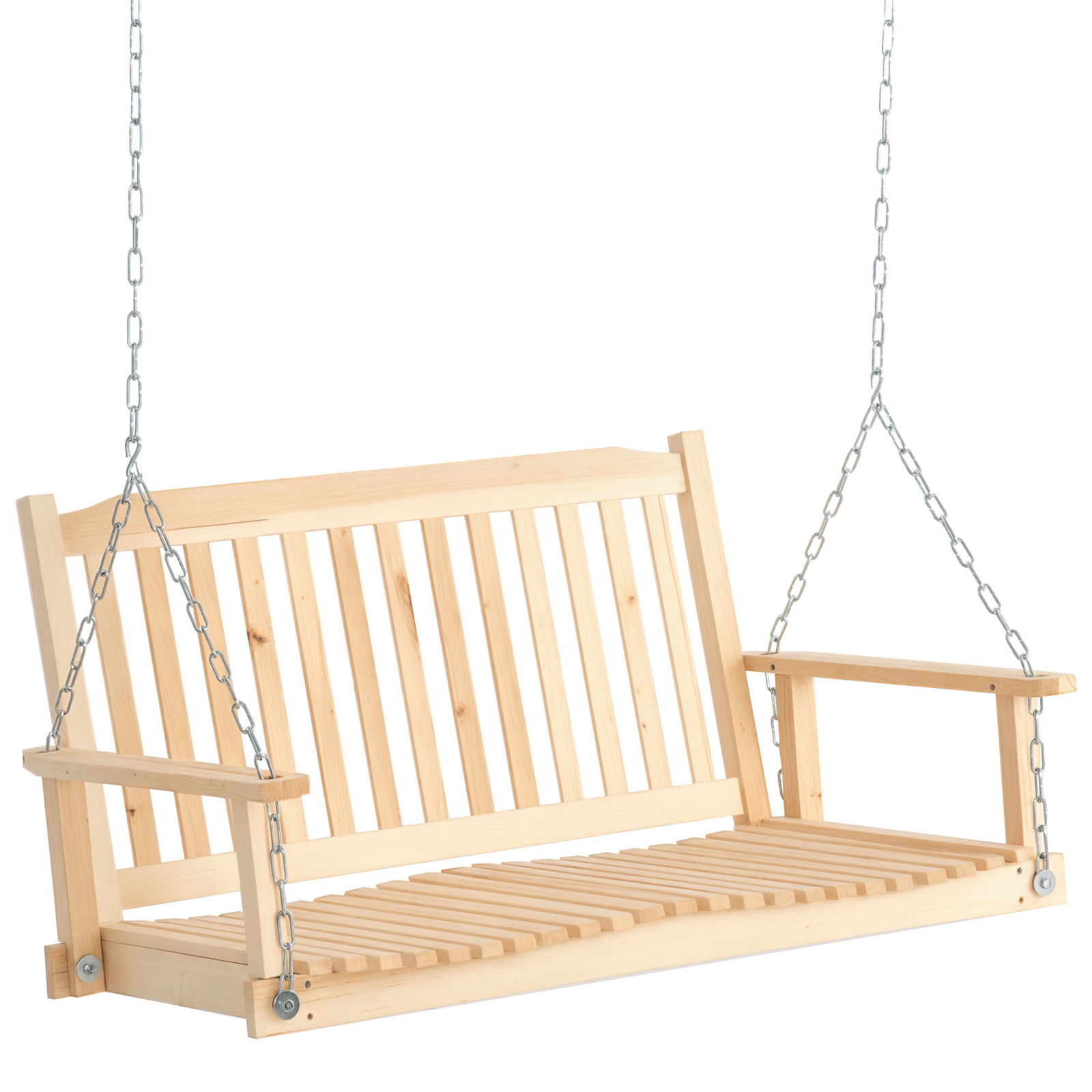 Outsunny Leagăn de Grădină pentru 2 Persoane Cușcă de Leagăn Masiv Patio Terasă Curte Lemn Natural 117 x 69 x 60 cm | Aosom Romania