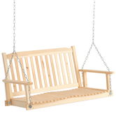 Outsunny Leagăn de Grădină pentru 2 Persoane Cușcă de Leagăn Masiv Patio Terasă Curte Lemn Natural 117 x 69 x 60 cm | Aosom Romania