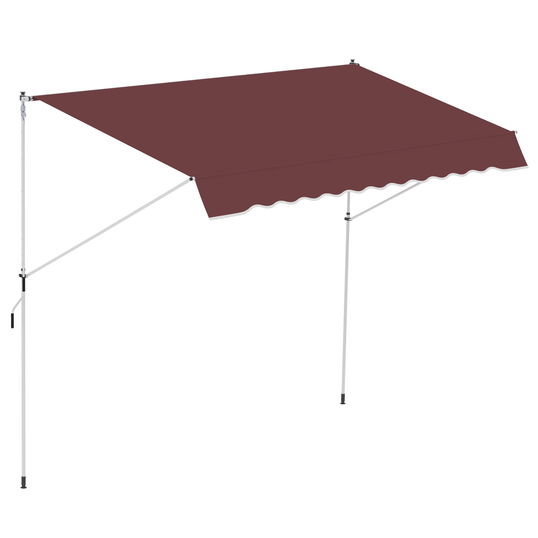 Outsunny Store banne Manual retractabil 3L x 1,5l m Auvent Telescopique fara Gatire Inclinatie si Inaltime reglabila Instalare Rapida metal alu Poliester Anti-UV bordo | Aosom Romania