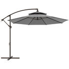 Outsunny Umbrelă Ampelschirm Ø2,67 x 2,45 m Cu Manivelă și Acoperiș Dublu Bază în Formă de Cruce Oțel Protecție Solară Poliester Oțel Gri deschis | Aosom Romania
