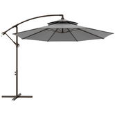 Outsunny Umbrelă Ampelschirm Ø2,67 x 2,45 m Cu Manivelă și Acoperiș Dublu Bază în Formă de Cruce Oțel Protecție Solară Poliester Oțel Gri deschis | Aosom Romania