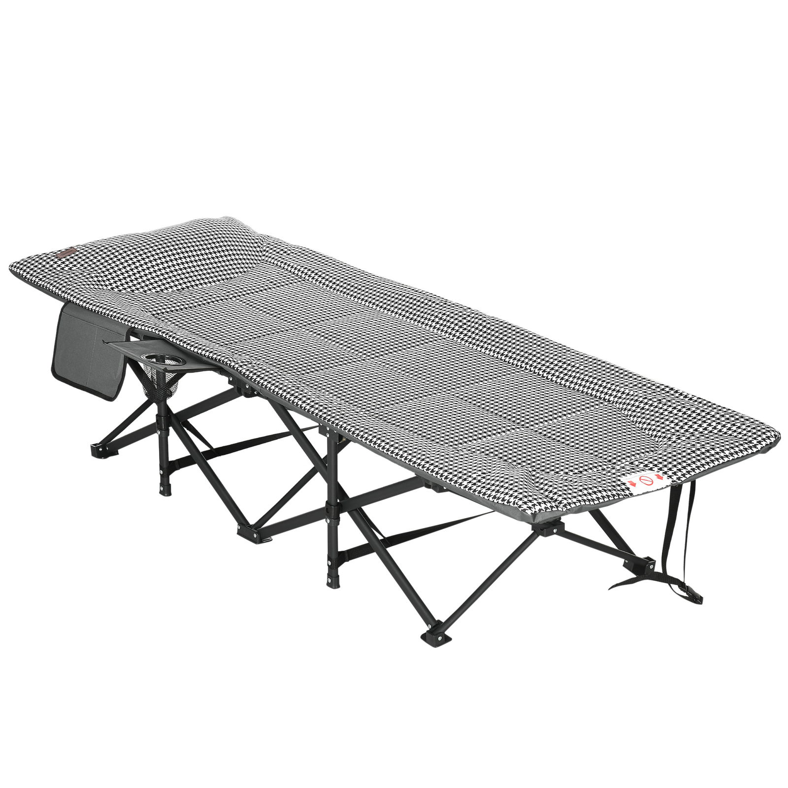 Outsunny Şezlong pliant de plajă cu buzunar lateral, suport pentru pahar și sac de transport, 68 x 190 x 48 cm, negru | Aosom Romania