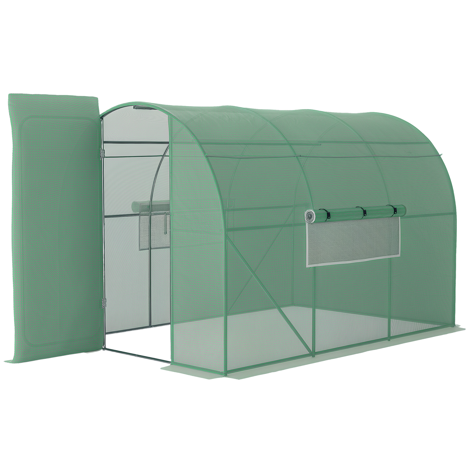 Outsunny Seră de Grădină Tunnel 6 m² Oțel galvanizat consolidat diametru 2,5 cm + PE Înaltă densitate ferestre Ușă Verde | Aosom Romania