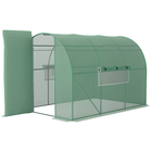 Outsunny Seră de Grădină Tunnel 6 m² Oțel galvanizat consolidat diametru 2,5 cm + PE Înaltă densitate ferestre Ușă Verde | Aosom Romania