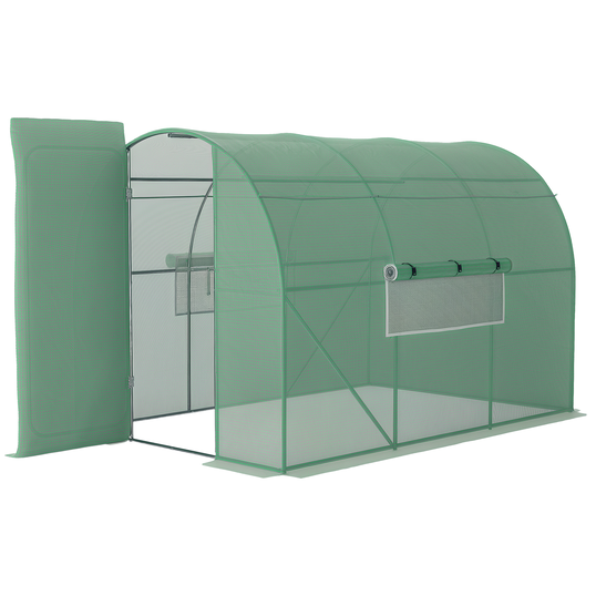 Outsunny Seră de Grădină Tunnel 6 m² Oțel galvanizat consolidat diametru 2,5 cm + PE Înaltă densitate ferestre Ușă Verde | Aosom Romania