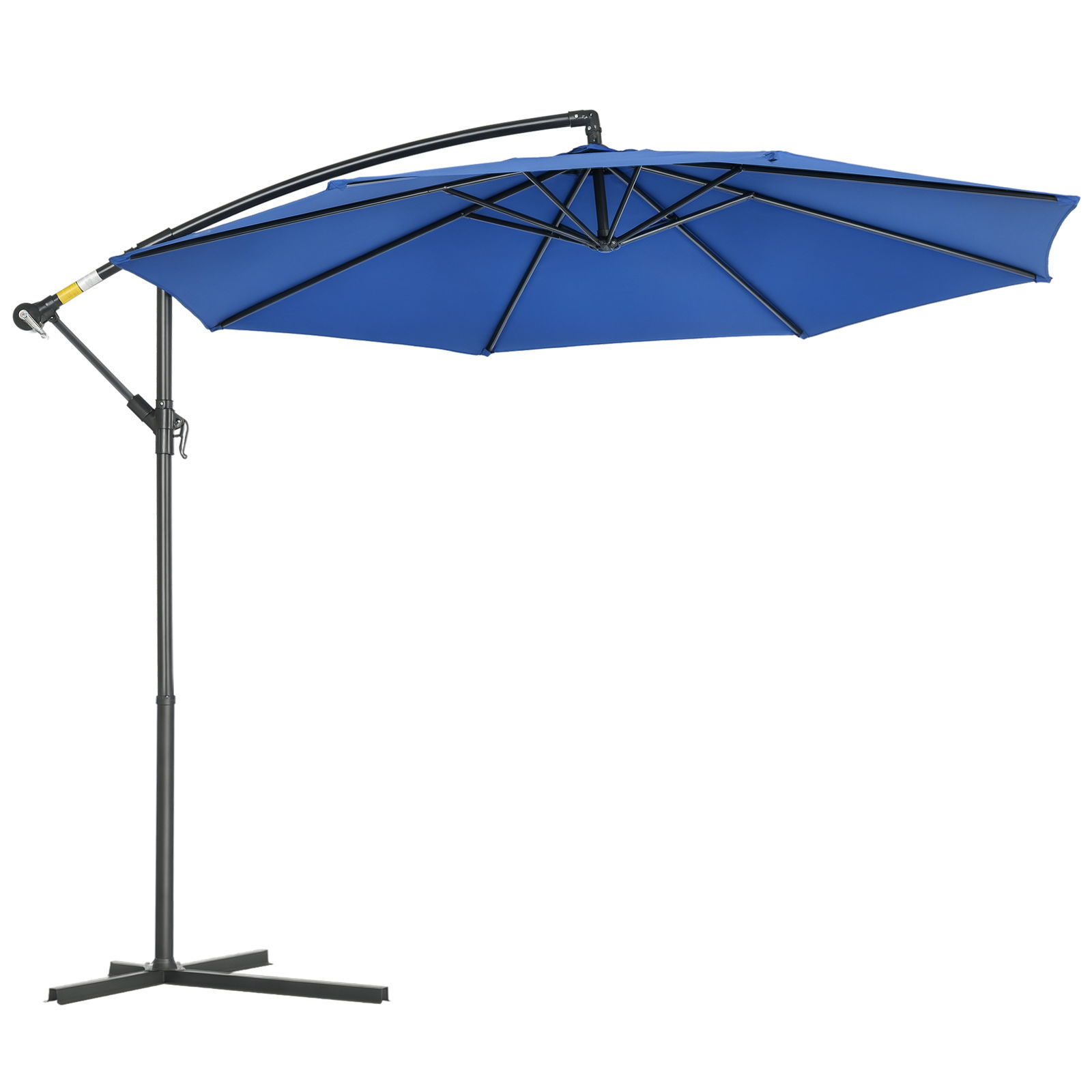 Outsunny Parasol deplasat octogonal inclinabil pliabil cu diametrul de 3 m, parasol de grădină cu suport în formă de cruce, albastru | Aosom Romania