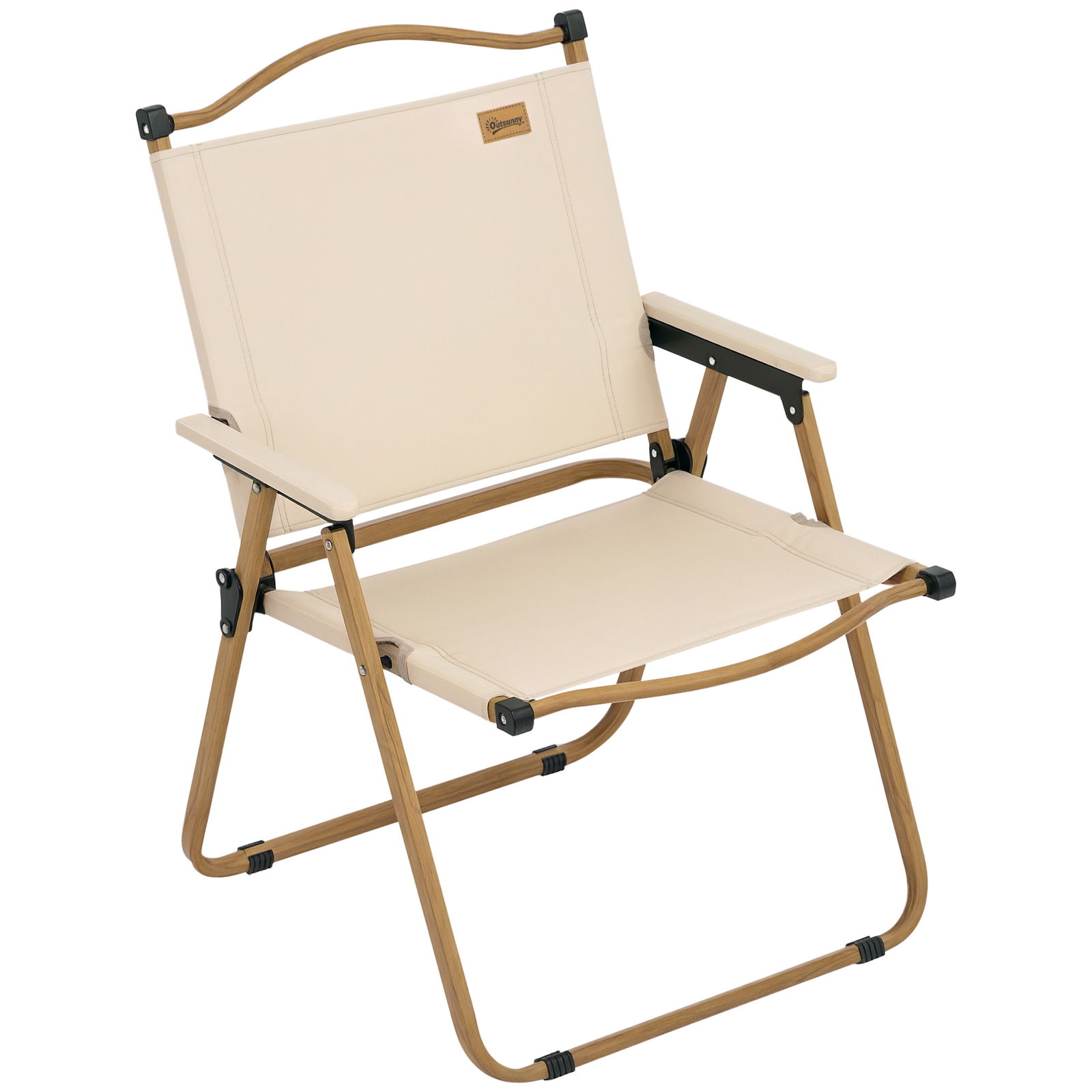Outsunny Scaun de camping scaun de pescuit pliabil cu brate tesatura Oxford si structura otel 54 x 59 x 78 cm Kaki | Aosom Romania