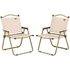 Outsunny Set de 2 scaune de camping scaun de pescuit pliant - tesatura Oxford si structura din otel 54 x 59 x 78 cm kaki | Aosom Romania