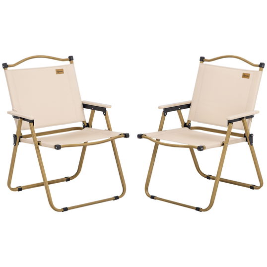 Outsunny Set de 2 scaune de camping scaun de pescuit pliant - tesatura Oxford si structura din otel 54 x 59 x 78 cm kaki | Aosom Romania