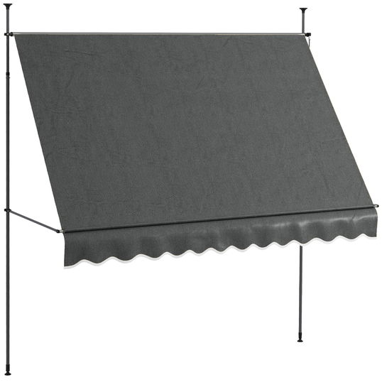 Outsunny Parasol Manual Retractabil pentru Balcon 300x120x210-300 cm cu Manivela Inaltime Ajustabila Impermeabil si Anti-UV Gri Inchis | Aosom Romania