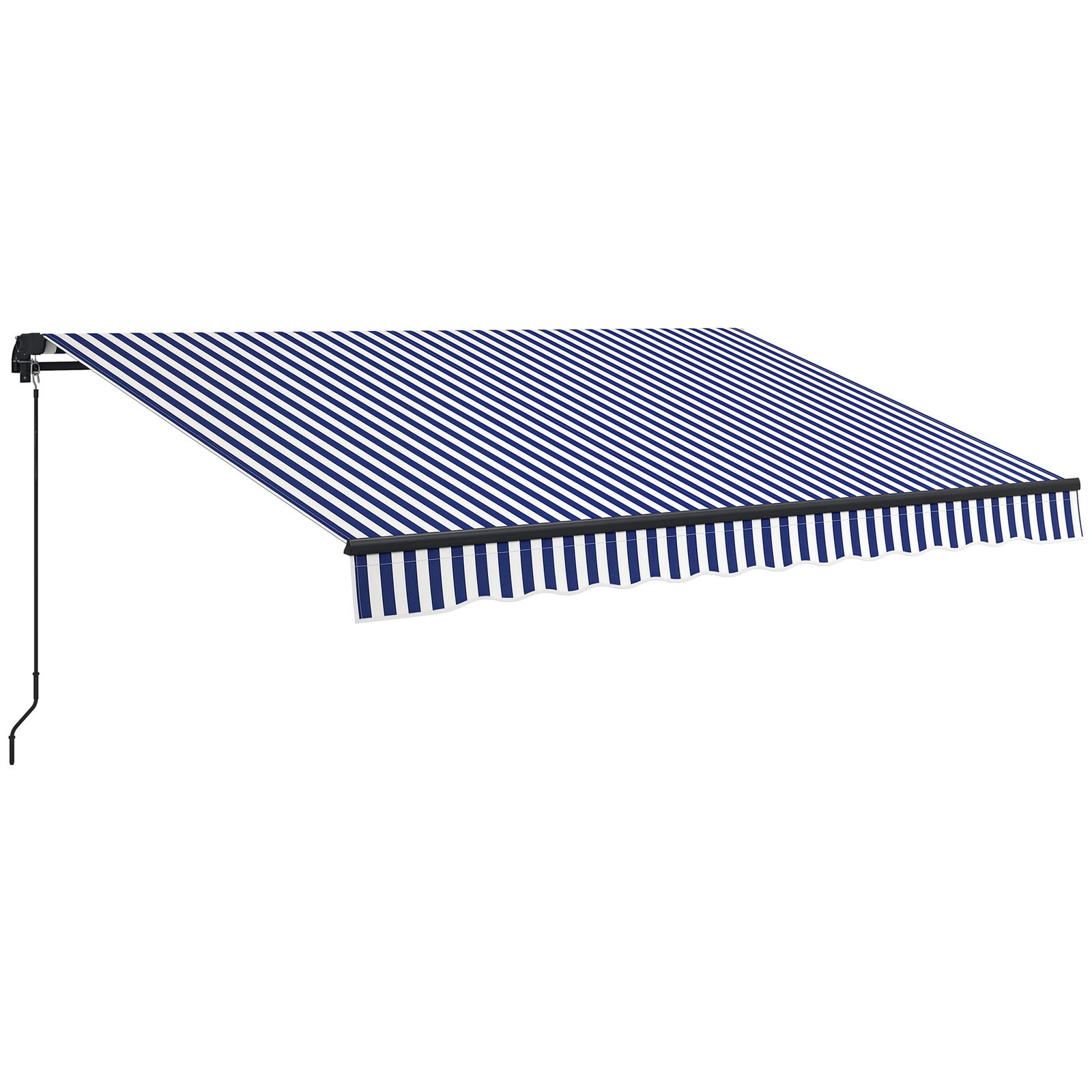 Outsunny Șuncă de soare Markiză Terasă, inclusiv Manivelă, rezistent la intemperii, 350 cm x 290 cm, Albastru + Alb | Aosom Romania