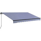 Outsunny Șuncă de soare Markiză Terasă, inclusiv Manivelă, rezistent la intemperii, 350 cm x 290 cm, Albastru + Alb | Aosom Romania