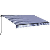Outsunny Șuncă de soare Markiză Terasă, inclusiv Manivelă, rezistent la intemperii, 350 cm x 290 cm, Albastru + Alb | Aosom Romania
