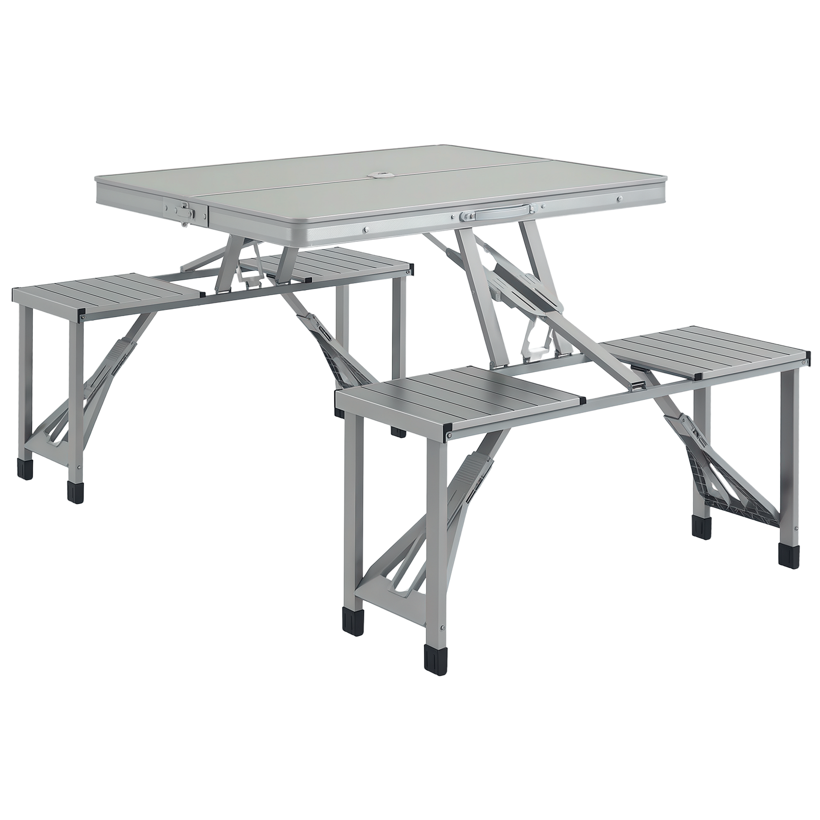 Outsunny Set masă și scaun de camping pliabil formă valiză picnic, aluminiu, dim. 85,5L x 67,5l x 67H cm | Aosom Romania