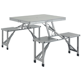 Outsunny Set masă și scaun de camping pliabil formă valiză picnic, aluminiu, dim. 85,5L x 67,5l x 67H cm | Aosom Romania