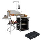 Outsunny Mobilier de Bucătărie pentru camping cu depozitare, masă de exterior pliantă portabilă din aluminiu cu sac de transport | Aosom Romania