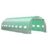 Outsunny Seră de grădină tunel 24m² 8L x 3l x 2H m - 16 ferestre, Ușă înfășurabilă oțel galvanizat, folie PE, Verde | Aosom Romania