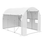 Outsunny Seră de grădină 6 m² dim. 3 x 2 m cu 1 ușă + 2 părți laterale cu fermoare, 6 ferestre, Alb | Aosom Romania