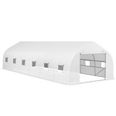 Outsunny Seră de grădină tunel de dimensiuni mari cu acoperiș PE cadru din oțel ușă rulabilă și 12 ferestre 8 x 3 x 2 m alb | Aosom Romania