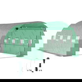 Outsunny Seră tunel de grădină 3 x 4 x 2 m cu ușă înrolabilă și ferestre mari, din oțel galvanizat și PE, verde | Aosom Romania