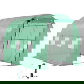 Outsunny Sera tunel de grădină 3 x 2 x 2 m cu ușă înrolabilă și ferestre mari, din oțel galvanizat și PE, verde | Aosom Romania