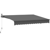 Markiză cu brațe articulate cu alimentare solară și manivelă Outsunny Markiză cu Gelenkarmmarkise pentru protecție solară UV 50+ 400 cm lățime Gri | Aosom Romania