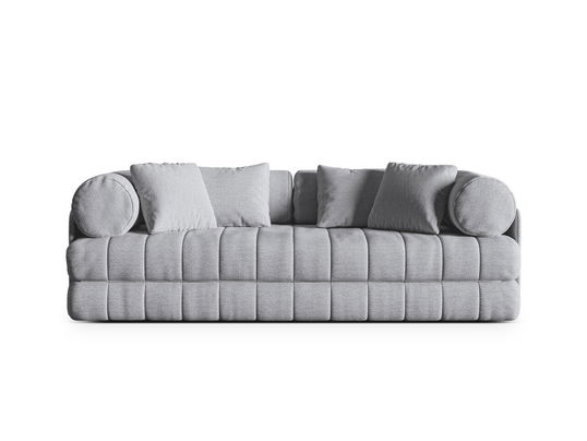 Canapea extensibila 3 locuri, Kemi, Cosmopolitan Design, 206x95x70 cm, tesatura boucle, gri