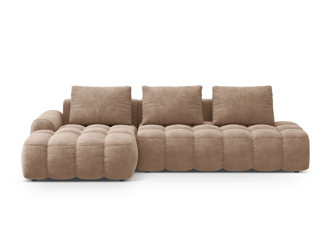 Coltar extensibil stanga 3 locuri, Linz, Cosmopolitan Design, 275x142x84 cm, cotiera dreapta, catifea, bej inchis