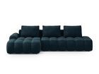 Coltar extensibil stanga 3 locuri, Linz, Cosmopolitan Design, 275x142x84 cm, cotiera dreapta, catifea, albastru petrol inchis