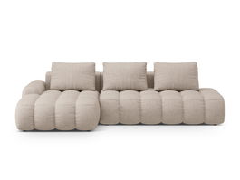 Coltar extensibil stanga 3 locuri, Linz, Cosmopolitan Design, 275x142x84 cm, cotiera dreapta, tesatura structurata, bej sand