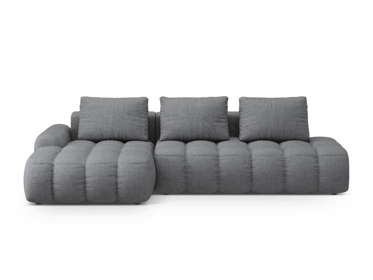 Coltar extensibil stanga 3 locuri, Linz, Cosmopolitan Design, 275x142x84 cm, cotiera dreapta, tesatura structurata, gri