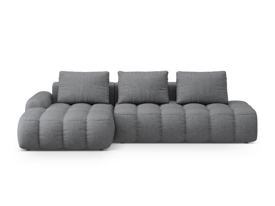 Coltar extensibil stanga 3 locuri, Linz, Cosmopolitan Design, 275x142x84 cm, cotiera dreapta, tesatura structurata, gri