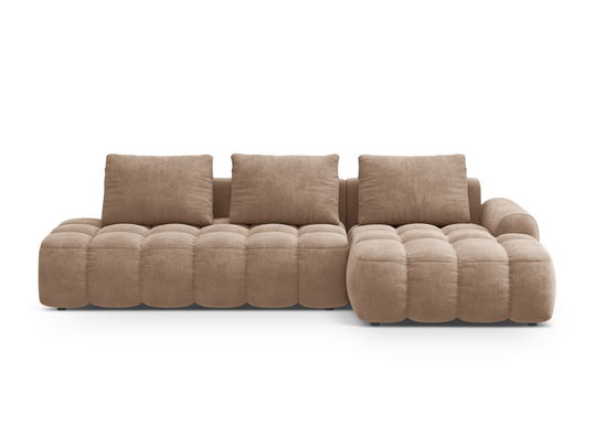 Coltar extensibil dreapta 3 locuri, Linz, Cosmopolitan Design, 275x142x84 cm, cotiera stanga, catifea, bej inchis