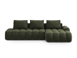 Coltar extensibil dreapta 3 locuri, Linz, Cosmopolitan Design, 275x142x84 cm, cotiera stanga, catifea, verde