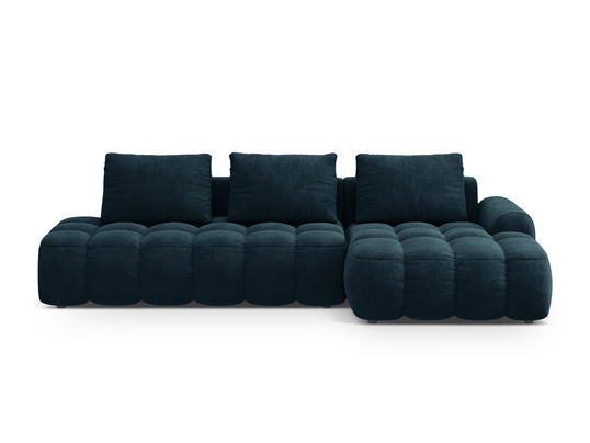 Coltar extensibil dreapta 3 locuri, Linz, Cosmopolitan Design, 275x142x84 cm, cotiera stanga, catifea, albastru petrol inchis